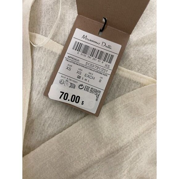 Massimo Dutti Women Shirt XS Cream Wool Cotton Surplice Neckline 5133/791 NWT - Picture 7 of 12
